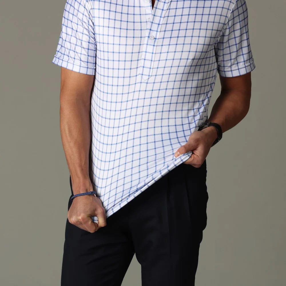 Collars & Co. Men's Polos Collars & Co. Blue Grid Polo Shirt