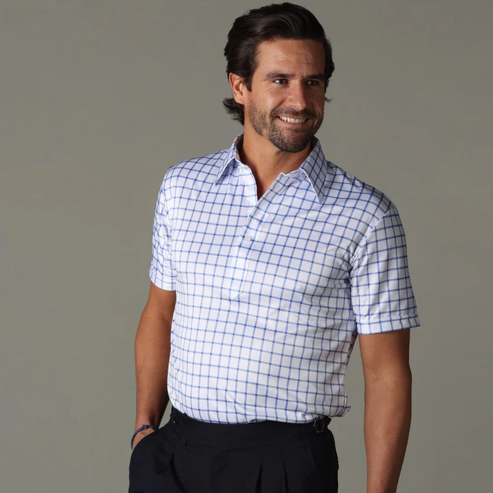 Collars & Co. Men's Polos Collars & Co. Blue Grid Polo Shirt
