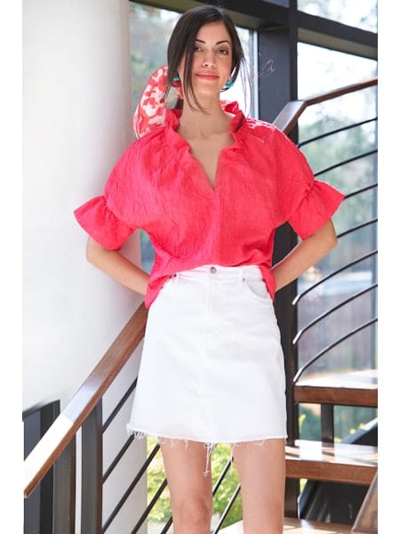 Finley Shirts Women's Shirts & Tops Raspberry / XS Finley Crosby Top Textured Jacquard