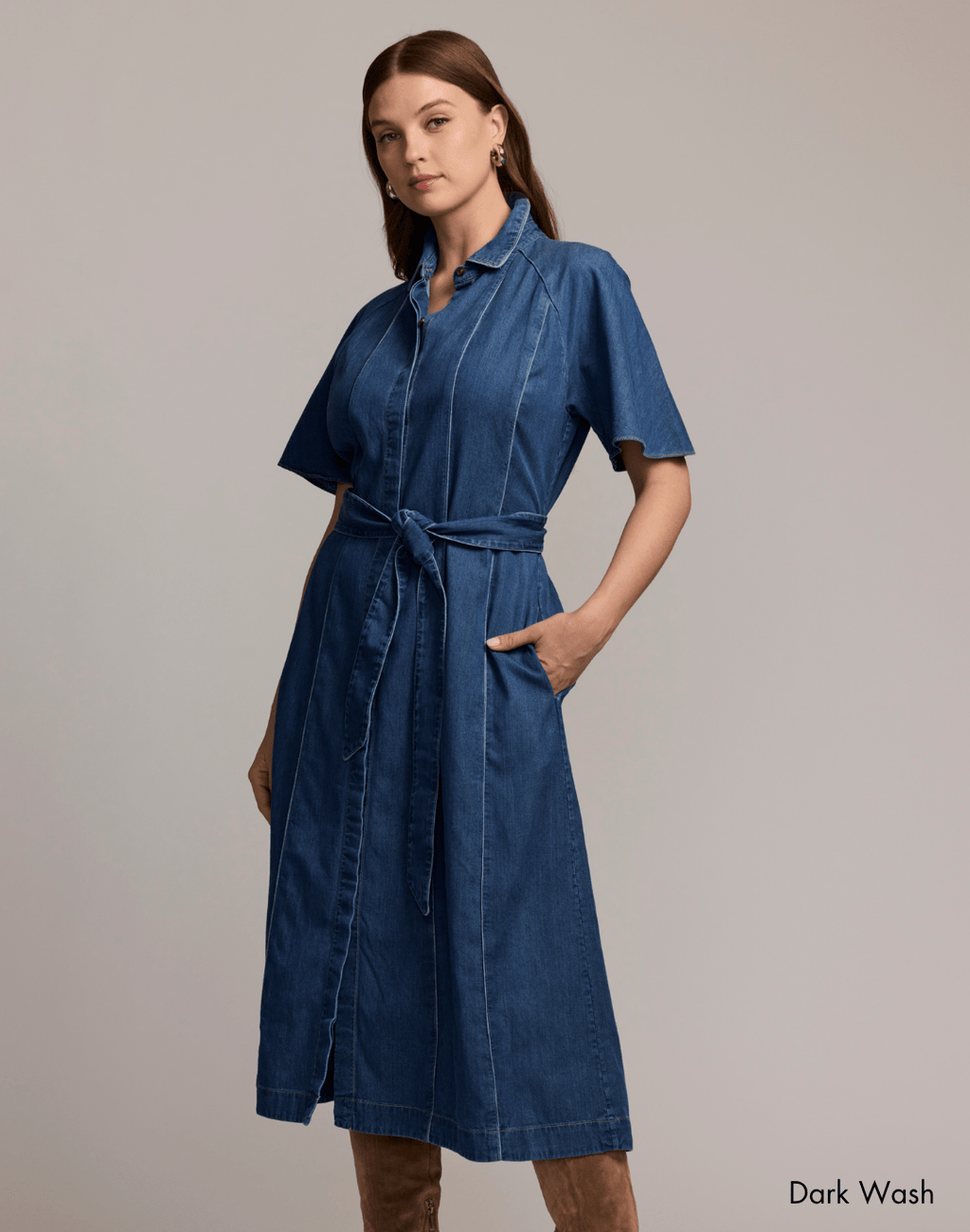 Joanna Short Sleeve Denim Dress Dark Wash / L Joanna Short Sleeve Denim Dress Dark Wash / L