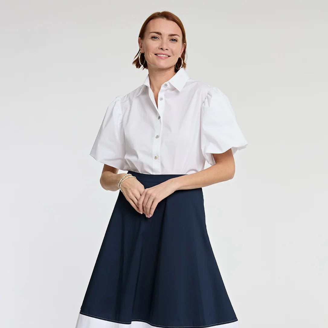 Hinson Wu Women's Skirts Navy/White / XS Hinson Wu Gloria Colorblock Skirt