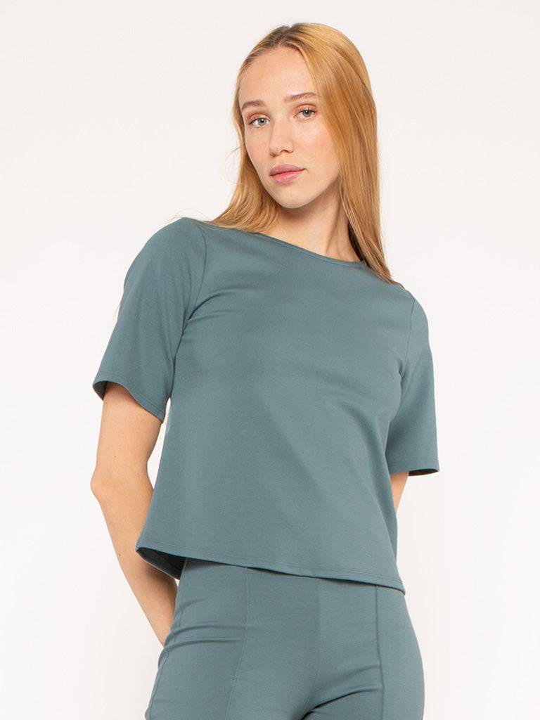 Ripley Rader Women's Shirts & Tops Sea Blue / 2 (S) Ripley Rader Ponte Knit Short Sleeve Top Extended