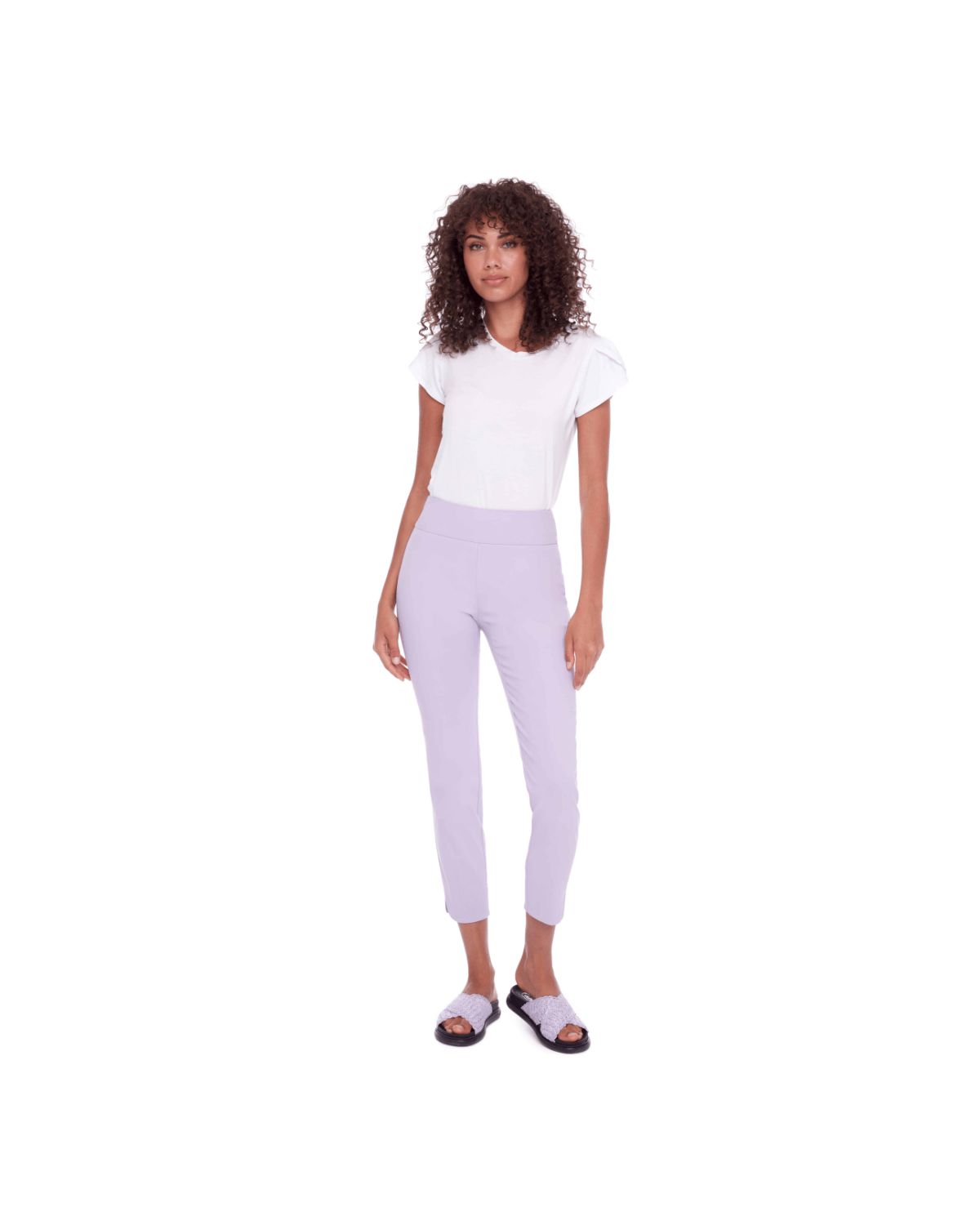 UP! Women's Pants Lilac / 4 UP! Solid Slit Ankle Pant