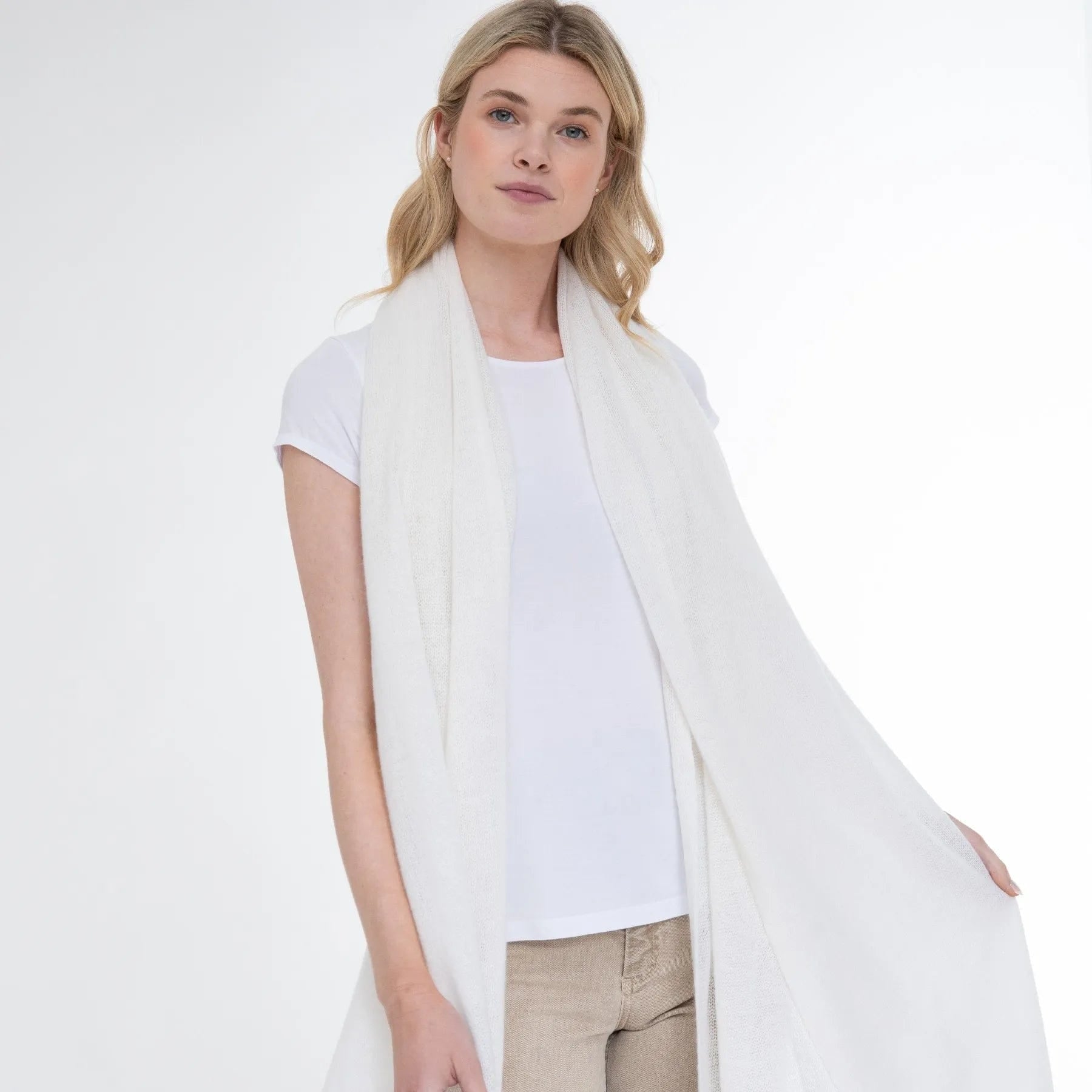 Alashan Cashmere Company Women's Accessories White Cotton Cashmere Breezy Travel Wrap