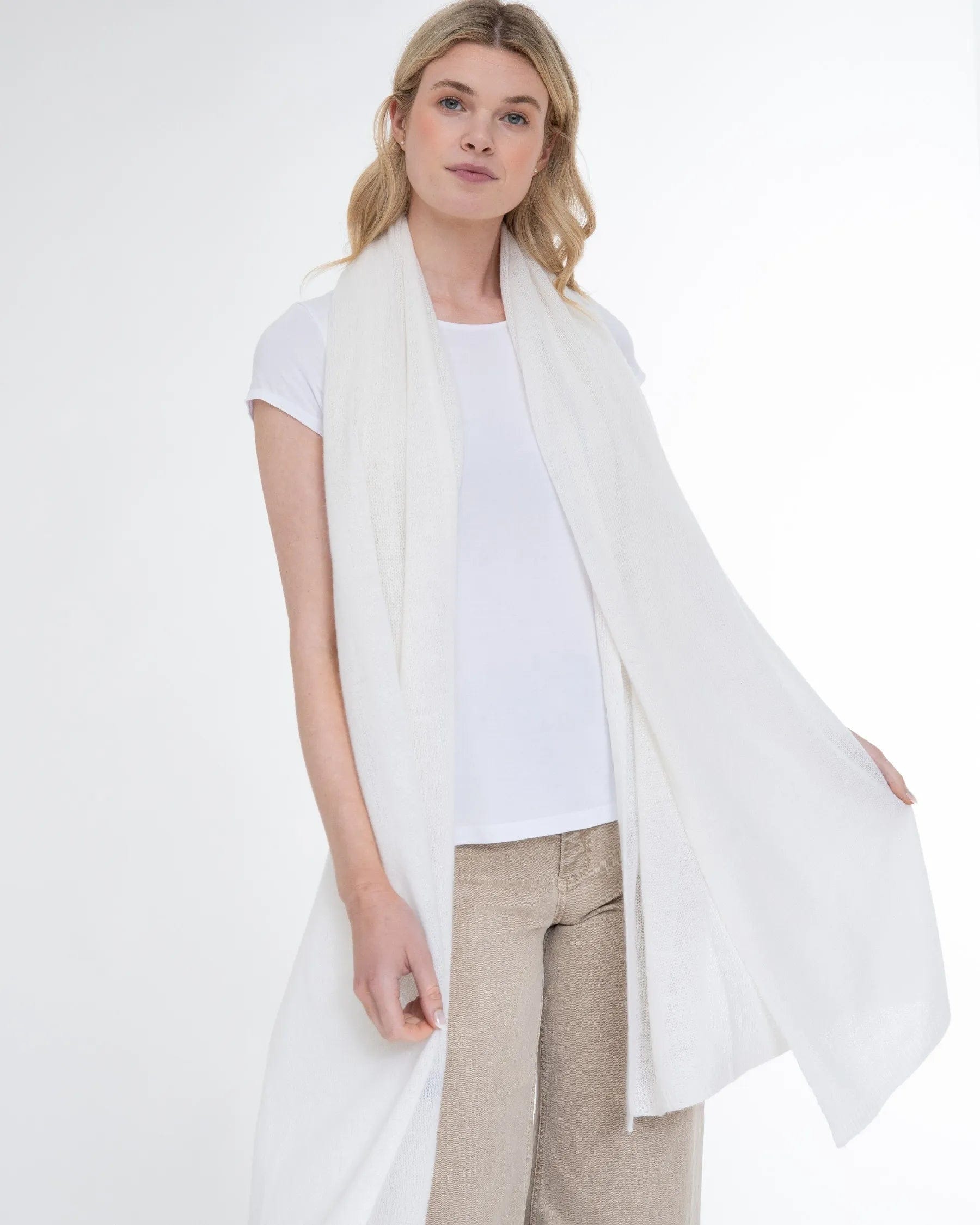 Alashan Cashmere Company Women's Accessories White Cotton Cashmere Breezy Travel Wrap