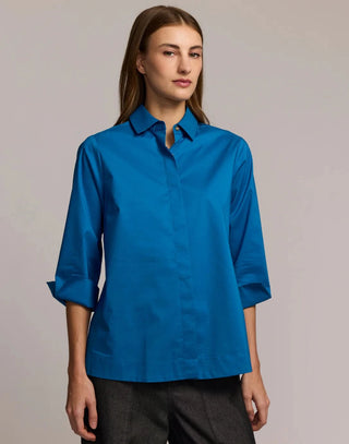 Hinson Wu Xena 3/4 Sleeve Zip Back Shirt Fall Colors