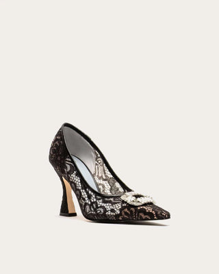 Frances Valentine Lydia Heel Swiss Lace Black