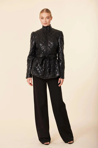 Dolce Cabo Vegan Leather Quilted Peplum Jacket