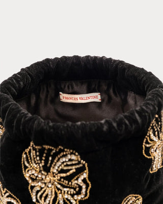 Frances Valentine Velvet Pouf Bag Floral Embroidery