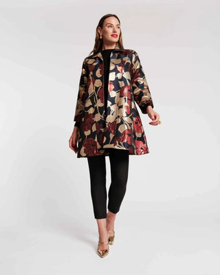 Frances Valentine Cornelia Swing Coat Floating Floral Jacquard