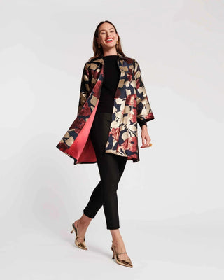 Frances Valentine Cornelia Swing Coat Floating Floral Jacquard