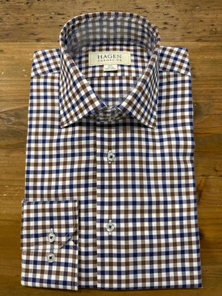Hagen Carmel Brown & Navy Gingham Shirt