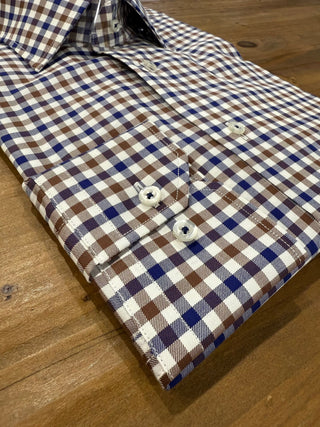 Hagen Carmel Brown & Navy Gingham Shirt