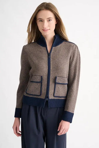 Kinross Tweed Zip Mock Cardigan