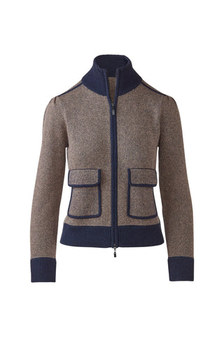 Kinross Tweed Zip Mock Cardigan
