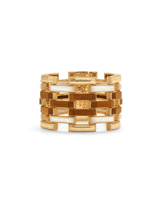 Capucine De Wulf Pathway Grande Link Bracelet Teak/Gold/MOP