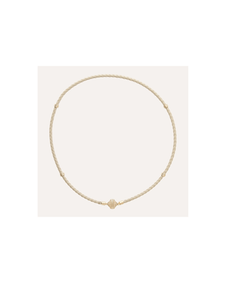 Clara Williams Aspen Braided Leather Beige Mini Necklace