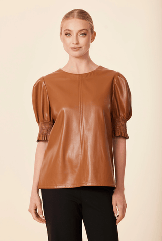 Dolce Cabo Vegan Leather Crew Neck Top