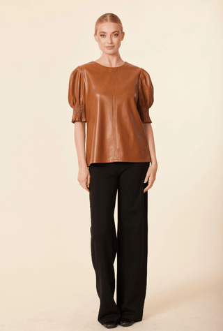 Dolce Cabo Vegan Leather Crew Neck Top