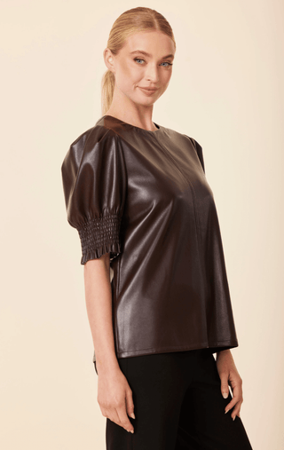 Dolce Cabo Vegan Leather Crew Neck Top