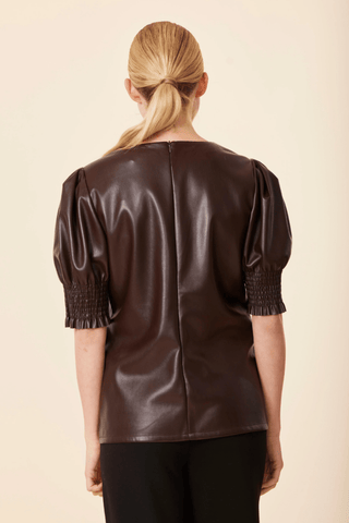 Dolce Cabo Vegan Leather Crew Neck Top