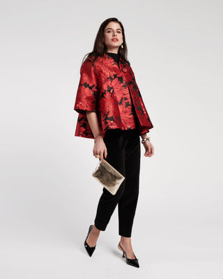 Frances Valentine Swing Jacket Metallic Floral Jacquard