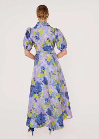 Abbey Glass Charlotte Gown Indigo Gardenia Organza
