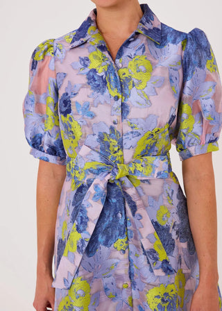 Abbey Glass Charlotte Gown Indigo Gardenia Organza
