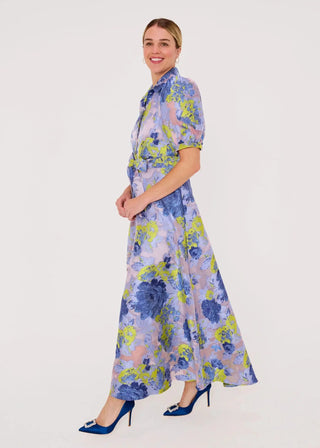 Abbey Glass Charlotte Gown Indigo Gardenia Organza