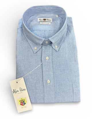 Alan Paine Blue Micro Check Long Sleeve Shirt