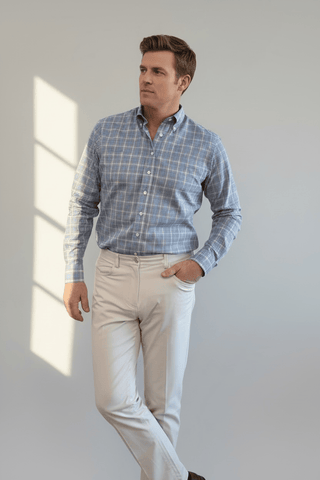 Alan Paine Fleetwood Blue Plaid Long Sleeve Shirt