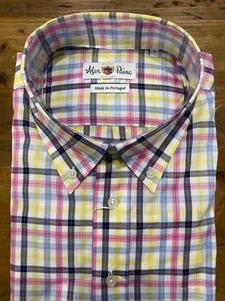 Alan Paine Men's Shirts Alan Paine Pink/Blue/Yellow Plaid Shirt