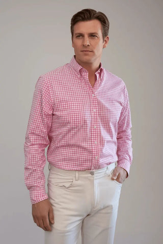 men's pink gingham dress shirt Leeward Dress Shirt