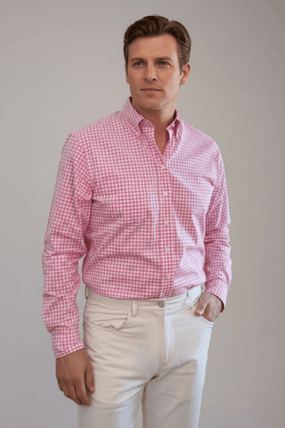 Alan Paine Pink Gingham Long Sleeve Shirt