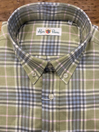 Alan Paine Men's Shirts Natural/Green / Medium Alan Paine Green Plaid Shirt