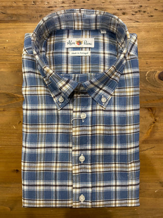 Alan Paine Men's Shirts Tan/Blue / Medium Alan Paine Blue/Tan Plaid Shirt