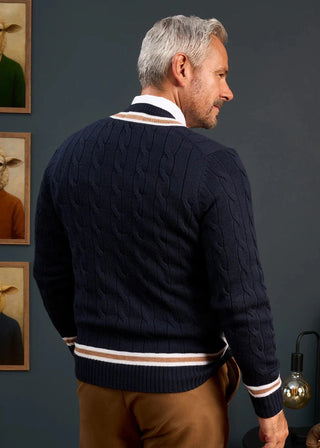 Alan Paine Grafton Crickett Cable Vee Neck Sweater
