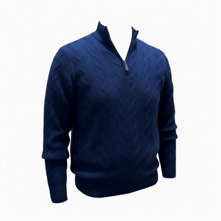 Alan Paine Luxborough Cashmere Cable Knit 1/4 Zip Sweater