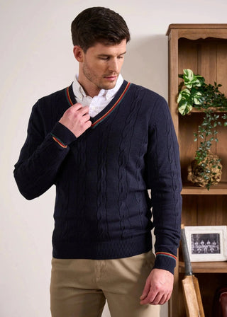 Alan Paine Men's Sweaters Alan Paine Sandford Cable Vee Neck Sweater