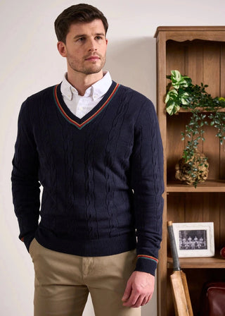 Alan Paine Men's Sweaters Alan Paine Sandford Cable Vee Neck Sweater