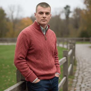 Alan Paine Luxborough Cashmere Cable Knit 1/4 Zip Sweater