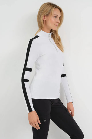 Anatomie Stacey Sport Striped Zip Up Top
