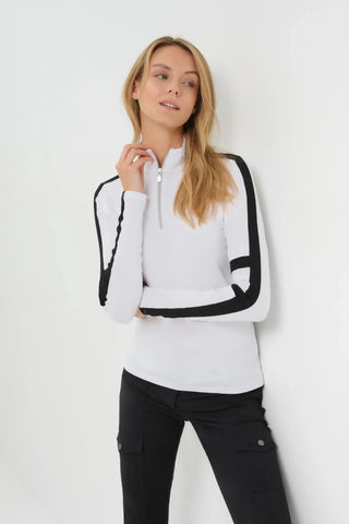 Anatomie Stacey Sport Striped Zip Up Top