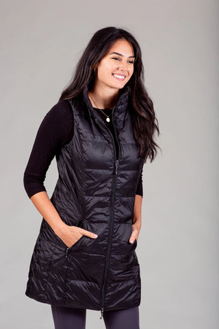 Anorak Women's Vest Anorak Long Metallic Down Vest Black