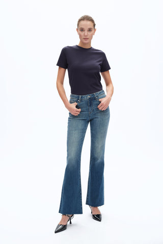 Bayeas Mid Rise Flare Leg Jeans