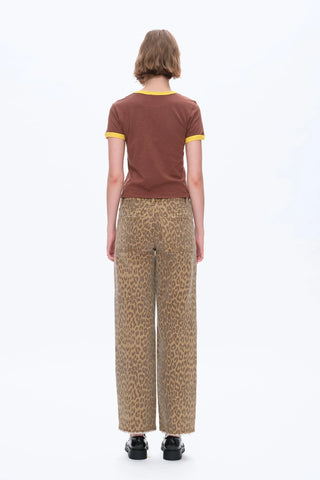 Bayeas Mid Rise Leopard Print Relaxed Straight Pants