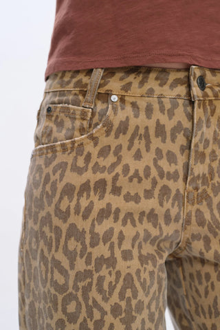 Bayeas Mid Rise Leopard Print Relaxed Straight Pants