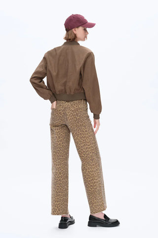 Bayeas Mid Rise Leopard Print Relaxed Straight Pants