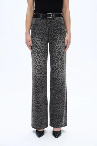 Bayeas Leopard Print Wide-Leg Jeans