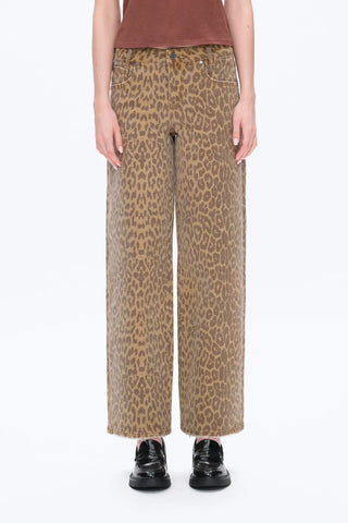 Bayeas Mid Rise Leopard Print Relaxed Straight Pants
